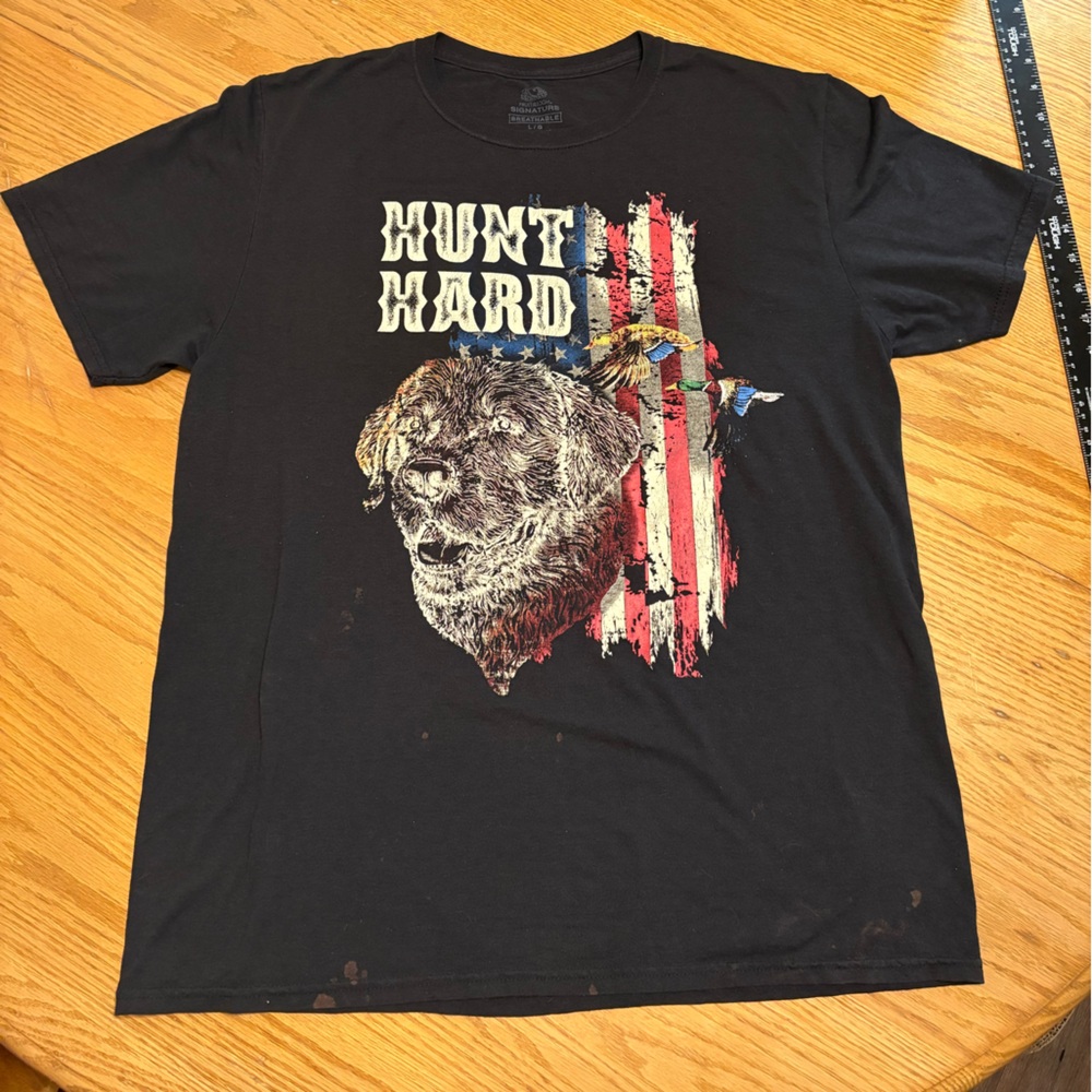 Fruit of the Loom Hunt Hard Black Short Sleeve T Shirt Large Hunting Outdoor